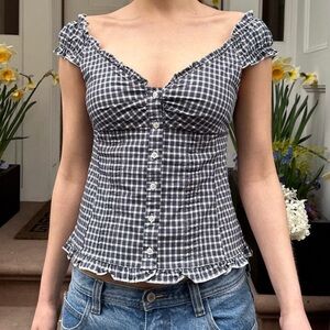 Brandy Blue and White Plaid Elena Top